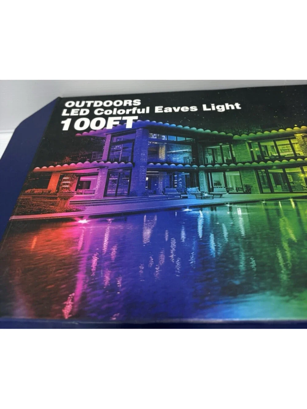 100FT Outdoor LED Eaves Light RGB Roof String Lights App Remote Control Open Box